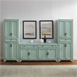 Crosley Furniture Tara 3Pc Sideboard And Pantry Set in Distressed Seafoam Blue