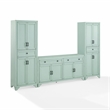 Crosley Furniture Tara 3-Piece Entertainment Center in Distressed Seafoam Blue