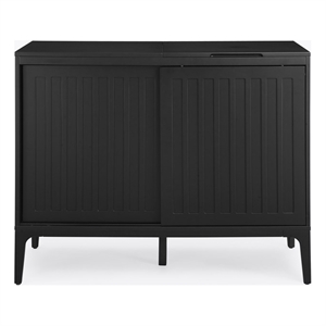 Crosley Furniture Asher Record Storage Media Console in Matte Black