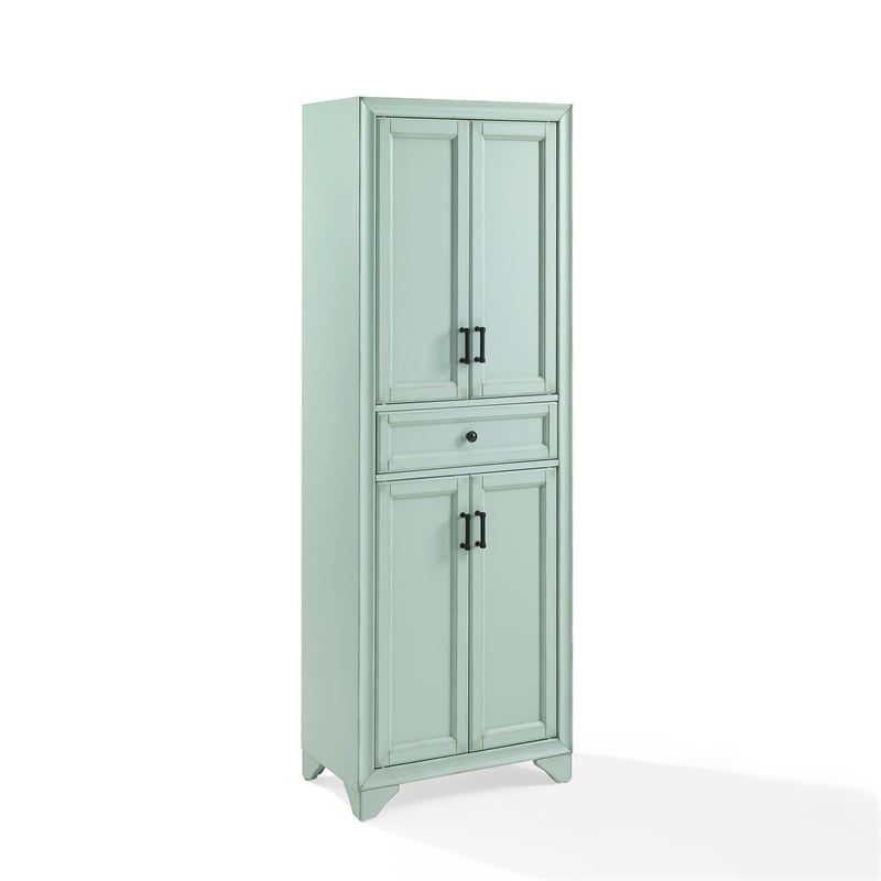 Crosley Furniture Tara Kitchen Storage Pantry in Distressed Seafoam Blue