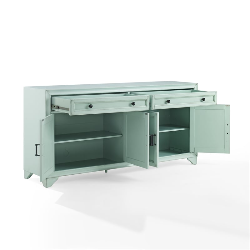 Crosley Furniture Tara Sideboard in Distressed Seafoam Blue