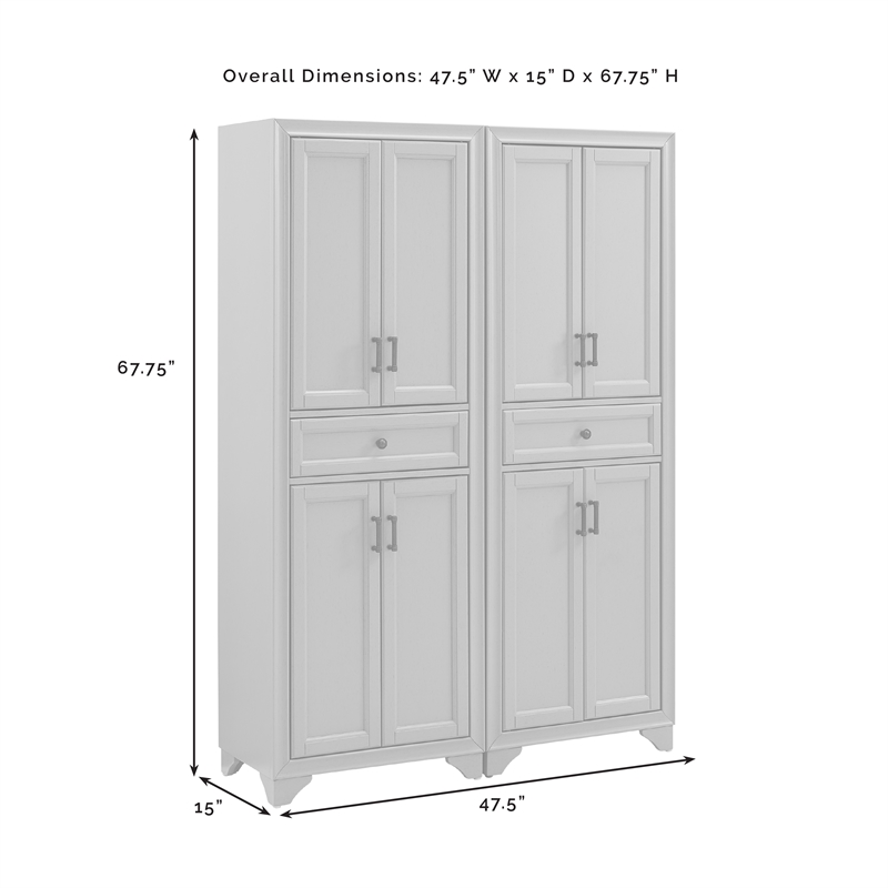 Crosley Furniture Tara 2Pc Kitchen Storage Pantry Set in Distressed Seafoam Blue