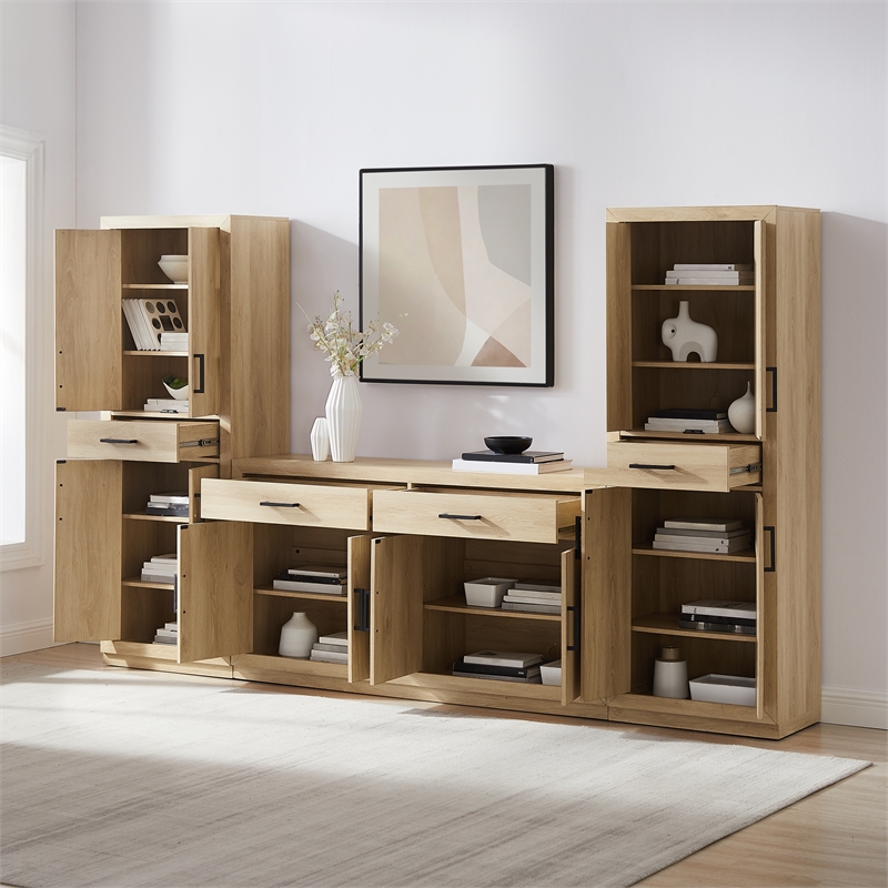 Crosley Furniture Isla 3-Piece Sideboard And Pantry Set in Ash