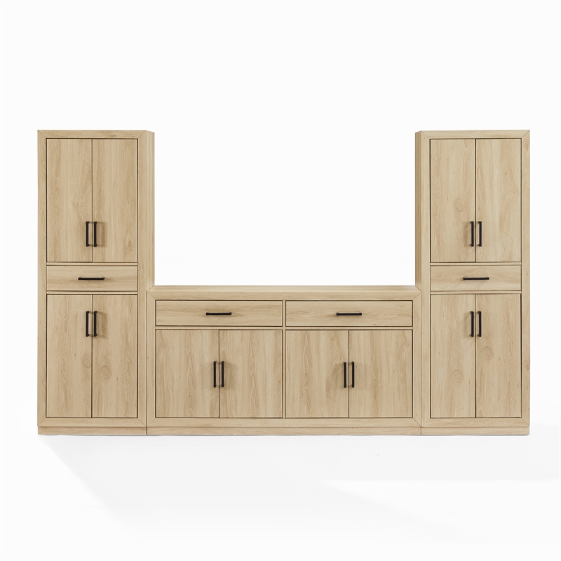 Crosley Furniture Isla 3-Piece Sideboard And Pantry Set in Ash