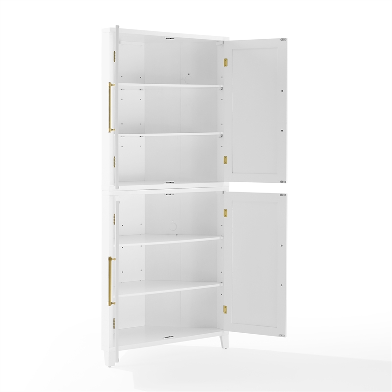 Crosley Furniture Roarke Corner Kitchen Storage Pantry Cabinet in White