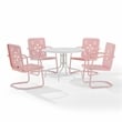 Crosley Furniture Azalea 5Pc Round Retro Outdoor Dining Set in Pink Gloss/White