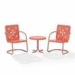 Crosley Furniture Azalea 3Pc Retro Outdoor 2 Chair & Table Set in Coral Gloss