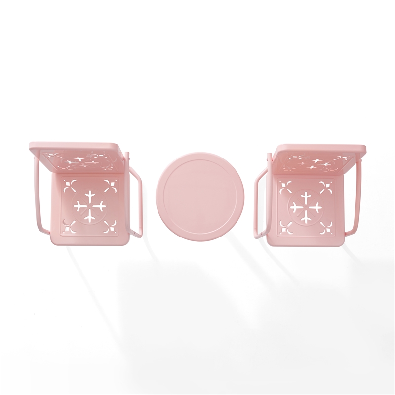 Crosley Furniture Azalea 3Pc Retro Outdoor 2 Chair & Table Set in Pink Gloss