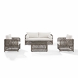 Crosley Furniture Granite Bay 4Pc Wicker Outdoor Sofa Furniture Set Creme/Stone