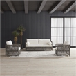 Crosley Furniture Granite Bay 3Pc Wicker Outdoor Sofa Furniture Set Creme/Stone