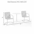 Crosley Furniture Azalea 3Pc Retro Outdoor Bistro Set in Coral Gloss/White Satin