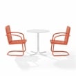 Crosley Furniture Azalea 3Pc Retro Outdoor Bistro Set in Coral Gloss/White Satin