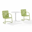 Crosley Furniture Azalea 3Pc Retro Outdoor Bistro Set in Key Lime/White Satin