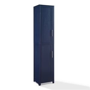 Crosley Furniture Savannah Linen Storage Cabinet in Navy