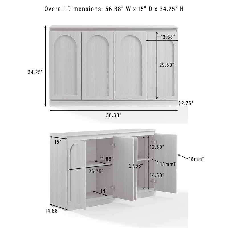 Crosley Furniture Marco 3-Piece Sideboard And 2 Pantry Set in Ash