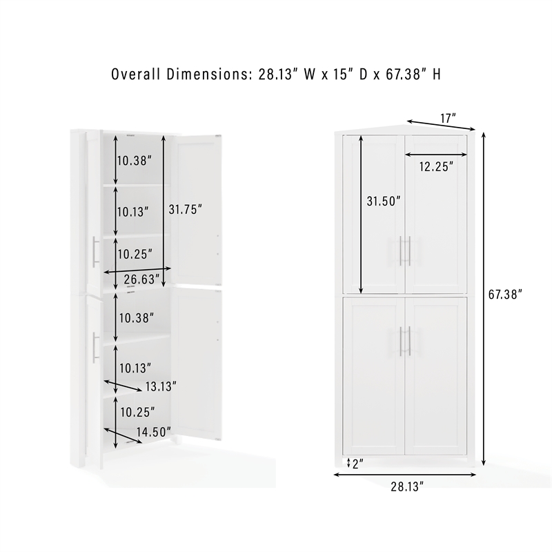 Crosley Furniture Savannah Corner Pantry in White