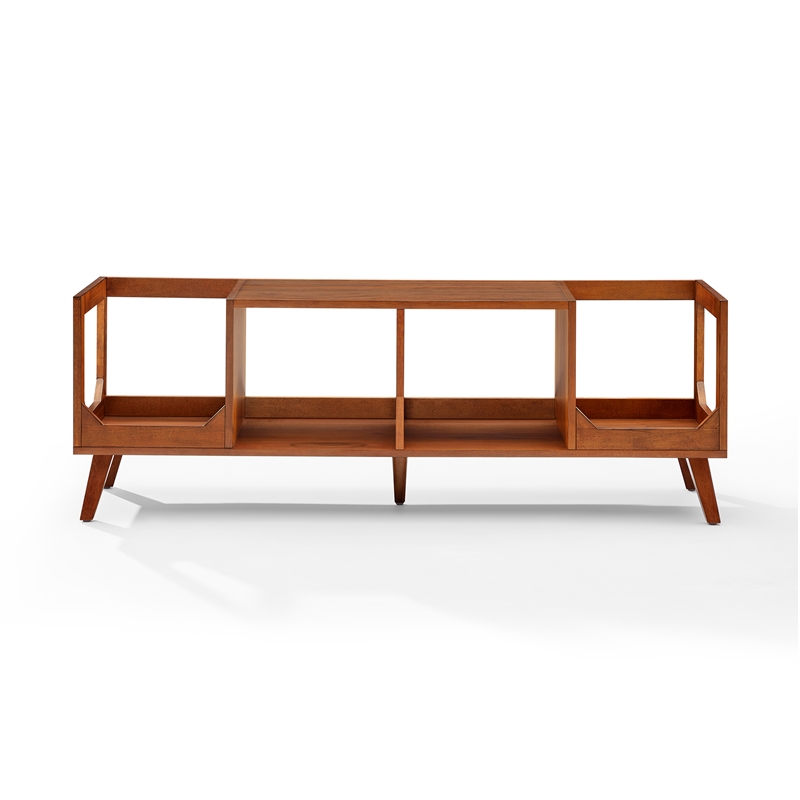 Crosley Furniture Asheville Low Record Storage Console in Walnut
