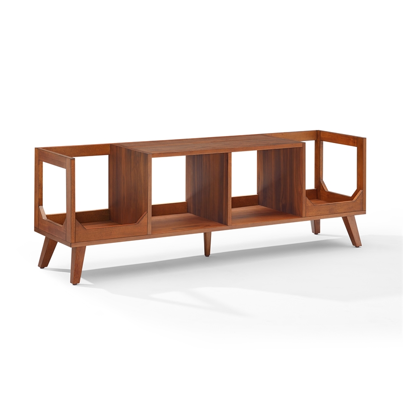 Crosley Furniture Asheville Low Record Storage Console in Walnut