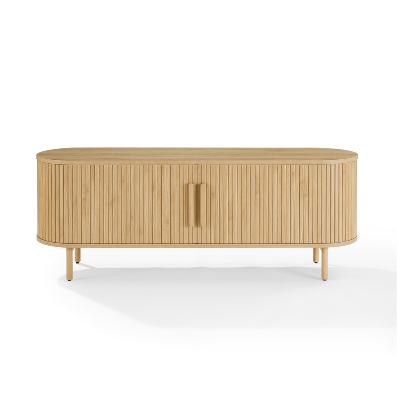 Crosley Furniture Ambrose Record Storage Media Console in Ash