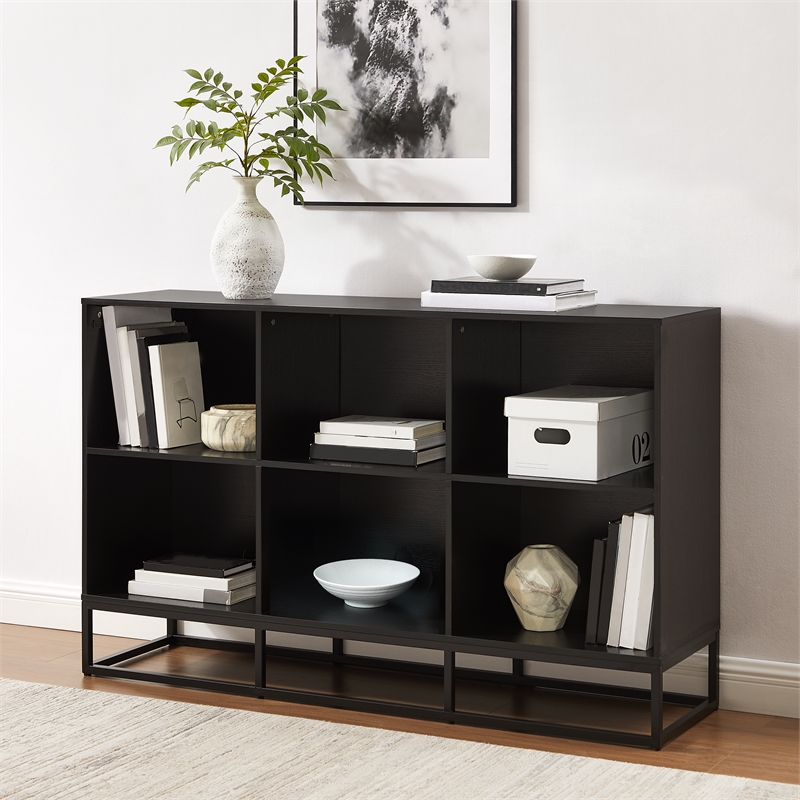 Crosley Furniture Enzo 6 Cube Record Storage Media Stand in Black