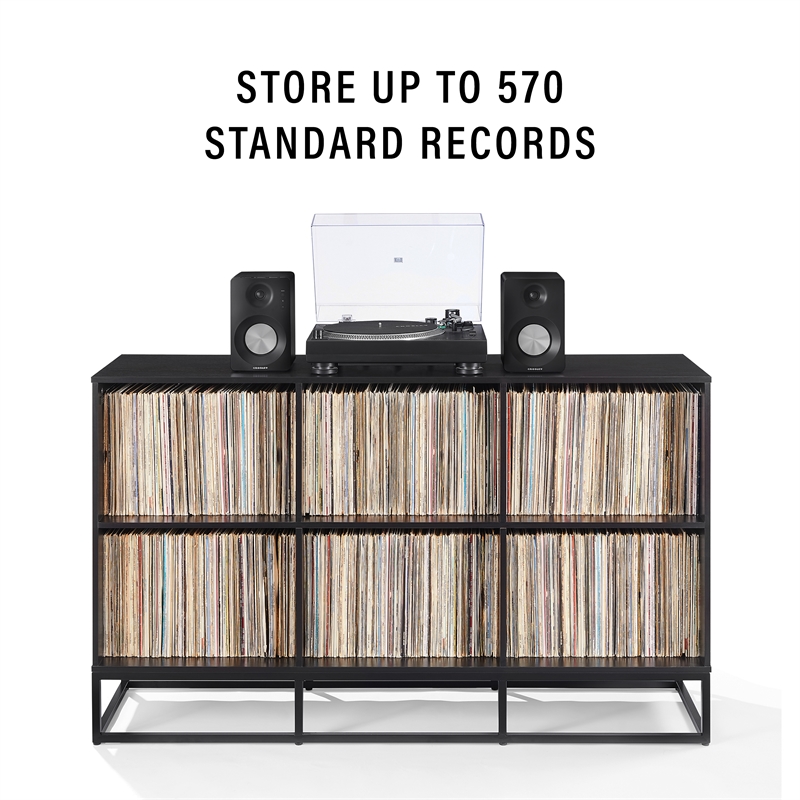 Crosley Furniture Enzo 6 Cube Record Storage Media Stand in Black
