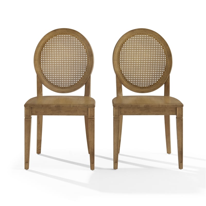 Crosley Furniture Katia 2-Piece Cane-Back Dining Chair Set in Driftwood