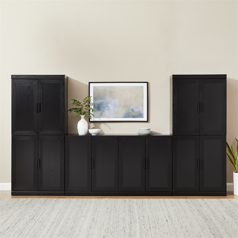Crosley Furniture Essen 3-Piece Sideboard And Pantry Set in Black