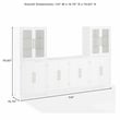 Crosley Furniture Roarke 3Pc Sideboard & Pantry Set W/Glass Door Hutch in White