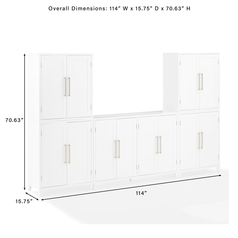 Crosley Furniture Roarke 3-Piece Sideboard & Pantry Set in White