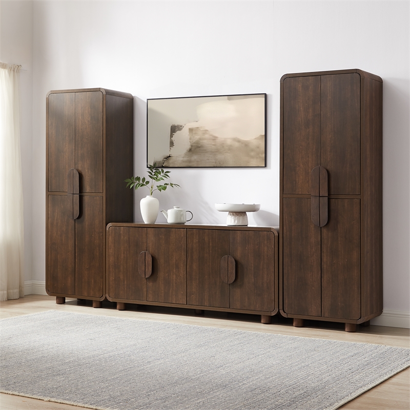Crosley Furniture Millie 3-Piece Sideboard And Pantry Set in Brown