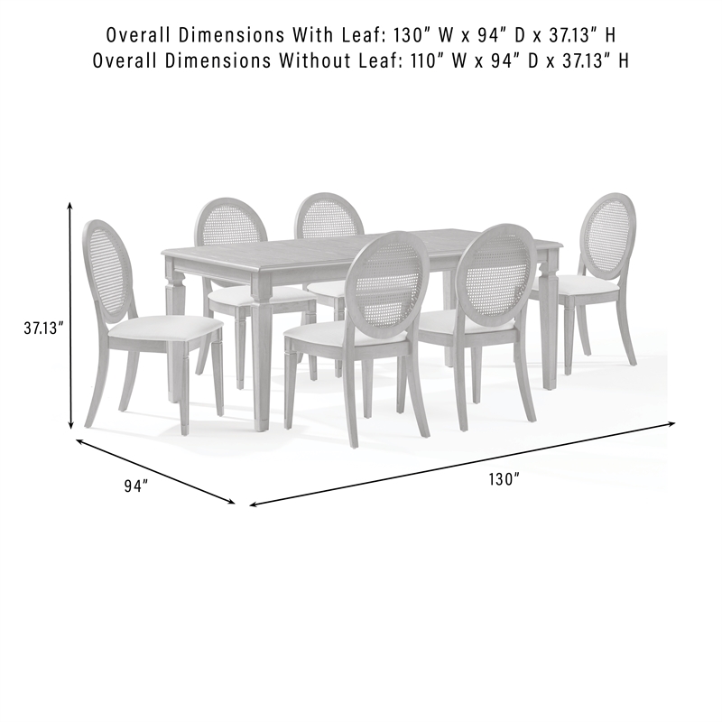 Crosley Furniture Katia 7Pc Dining Table Cane-Back Chairs in Driftwood