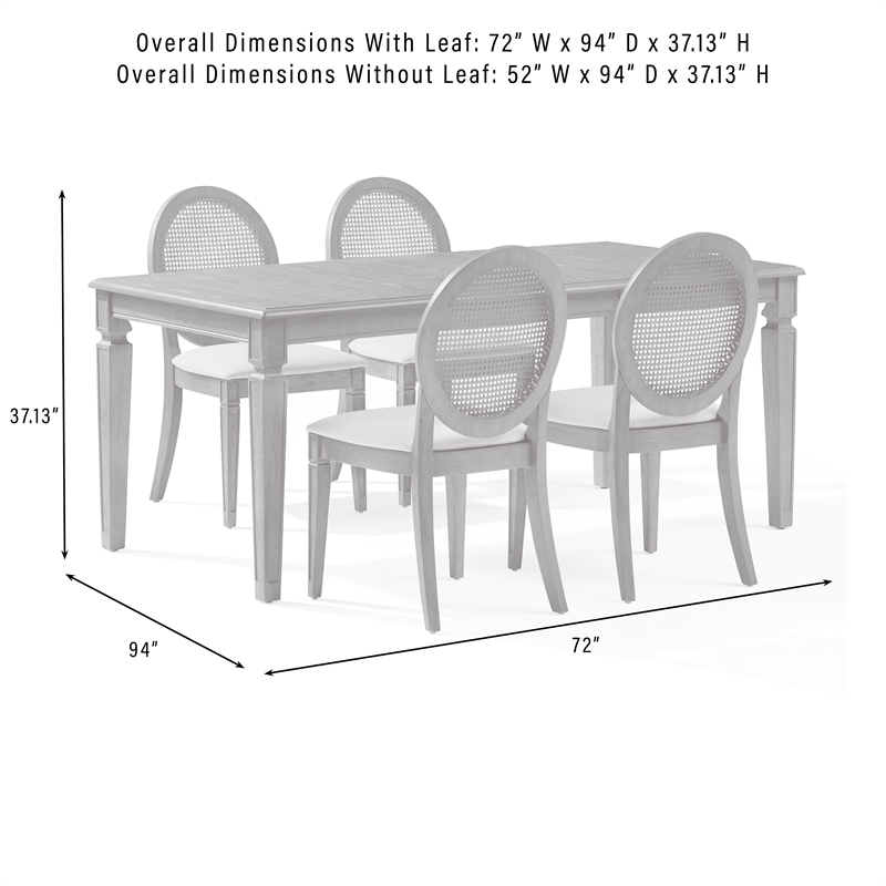 Crosley Furniture Katia 5Pc Dining Table Cane-Back Chairs in Driftwood