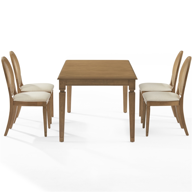 Crosley Furniture Katia 5Pc Dining Table Cane-Back Chairs in Driftwood