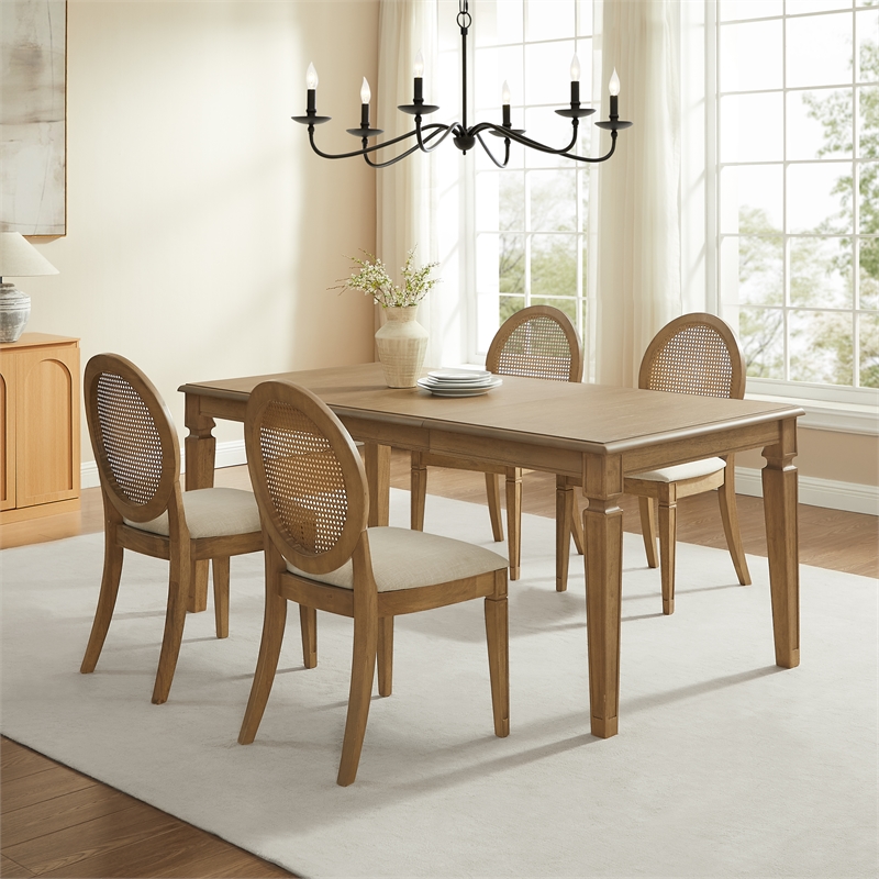 Crosley Furniture Katia 5Pc Dining Table Cane-Back Chairs in Driftwood