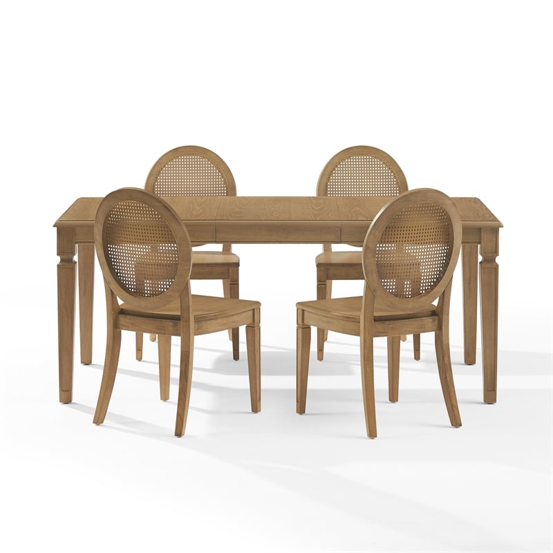 Crosley Furniture Katia 5-Piece Dining Table With Cane-Back Chairs in Driftwood