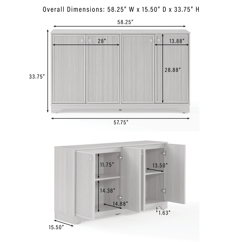 Crosley Furniture Naomi Sideboard in White Oak