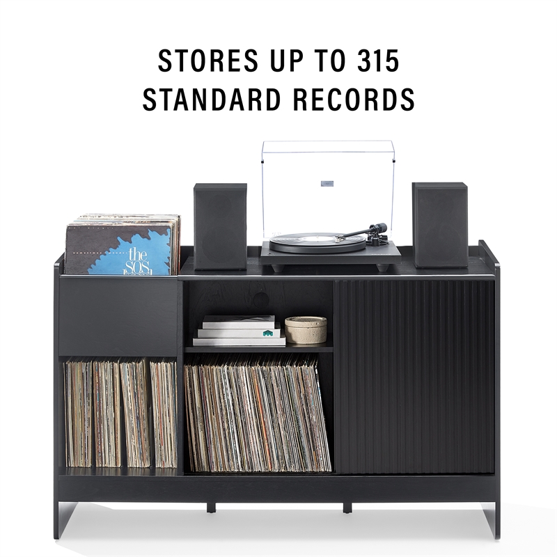 Crosley Furniture Arden Record Player Cabinet With Vinyl Storage in Black