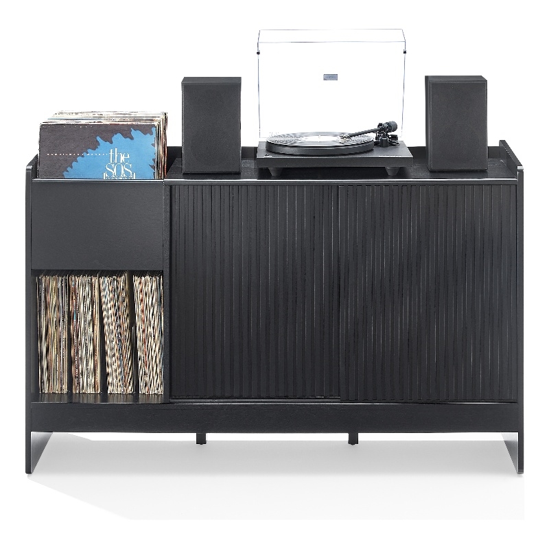 Crosley Furniture Arden Record Player Cabinet With Vinyl Storage in Black