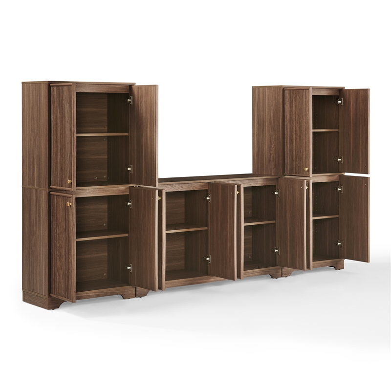 Crosley Furniture Naomi 3-Piece Sideboard And Pantry Set in Walnut