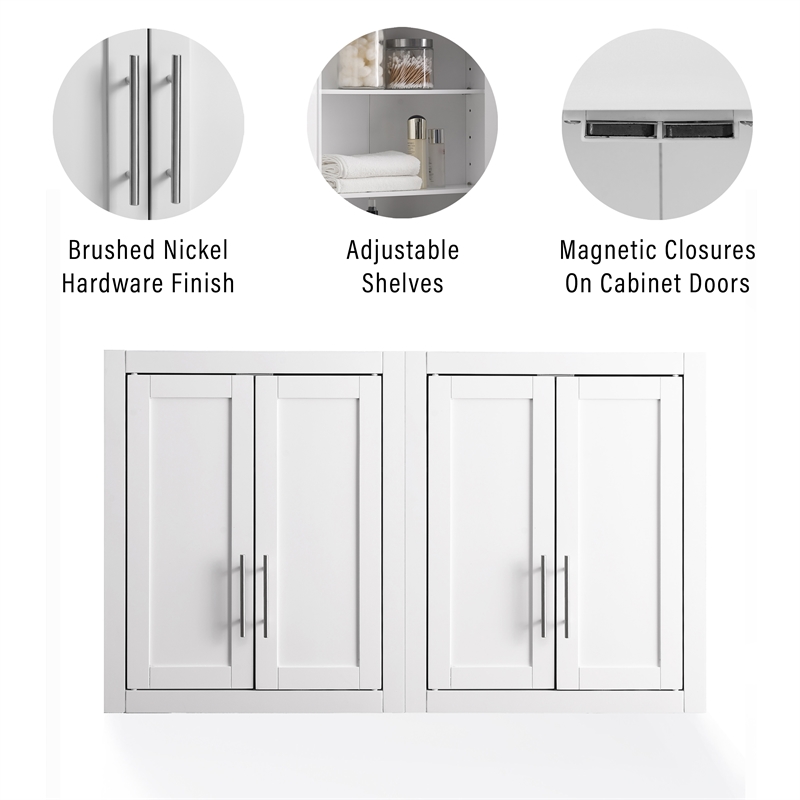 Crosley Furniture Savannah 2Pc Wall Storage Cabinet in White