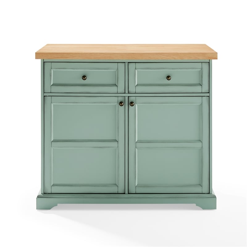Crosley Furniture Holbrook Kitchen Island in Seafoam Blue