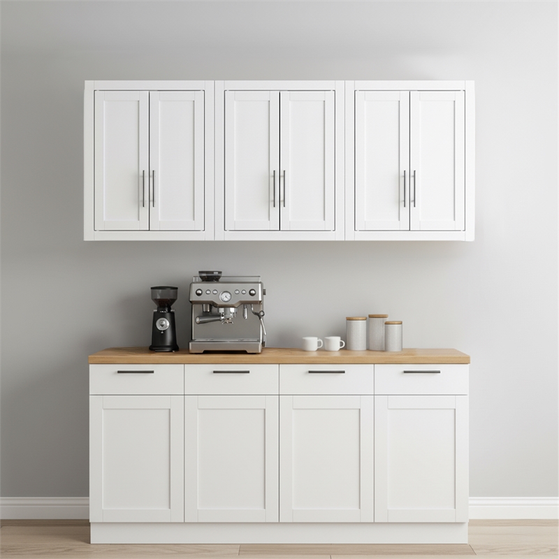 Crosley Furniture Savannah 3Pc Wall Kitchen Storage Cabinet in White
