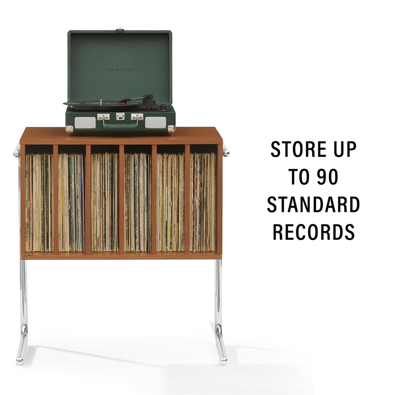Crosley Lily Record Player Stand With Vinyl Storage in Walnut