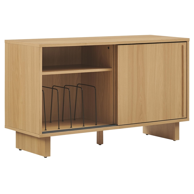 Crosley Gemma Medium Record Player Cabinet With Vinyl Storage in White Oak
