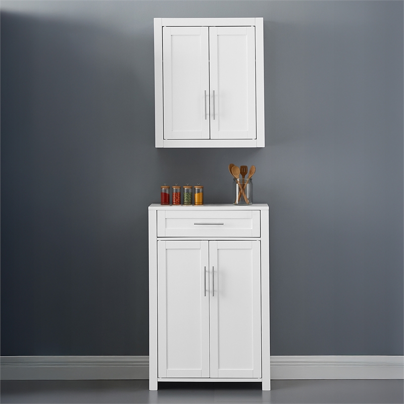 Crosley Furniture Savannah 2-Piece Kitchen Storage Pantry Set in White