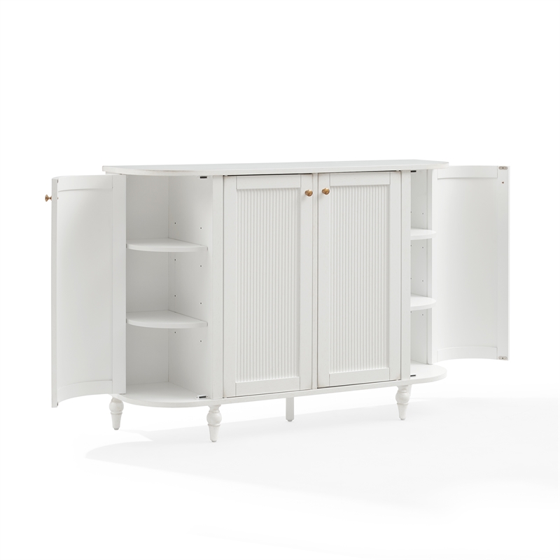 Crosley Furniture Monique Curved Sideboard in Ddistressed White