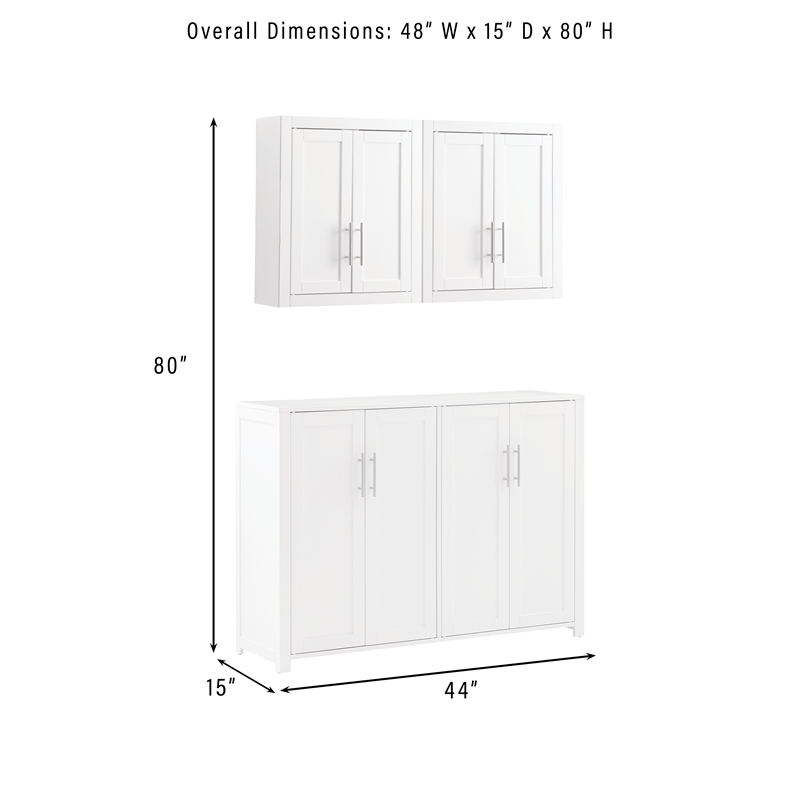 Crosley Furniture Savannah 3-Piece Kitchen Storage Pantry Set in White