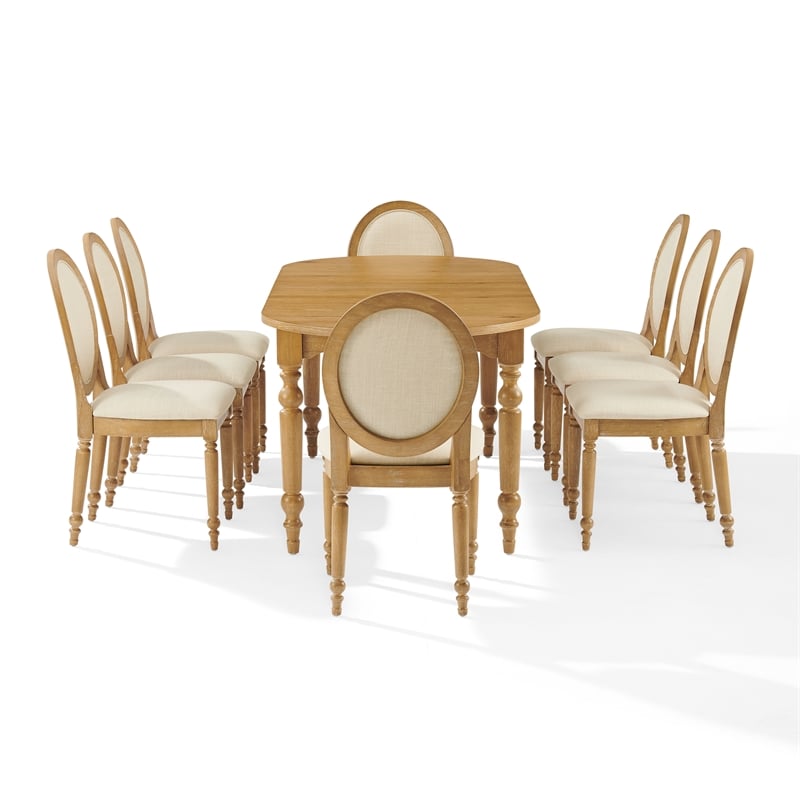 Crosley Daphne  9-Piece Dining Set in Rustic Brown and Creme - Table & 8 Chairs