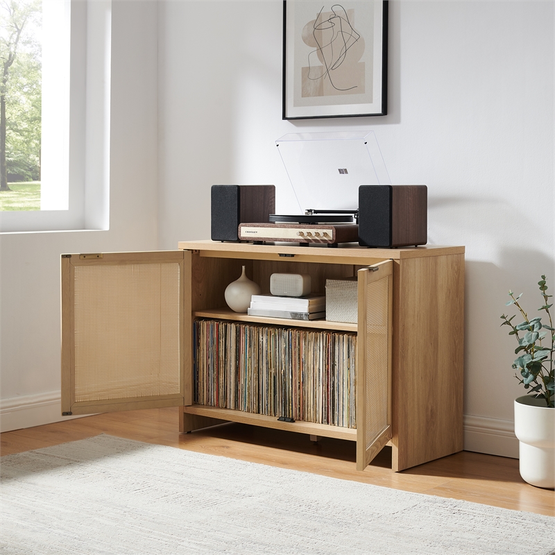 Crosley Maeve Record Player Cabinet With Vinyl Storage in Ash
