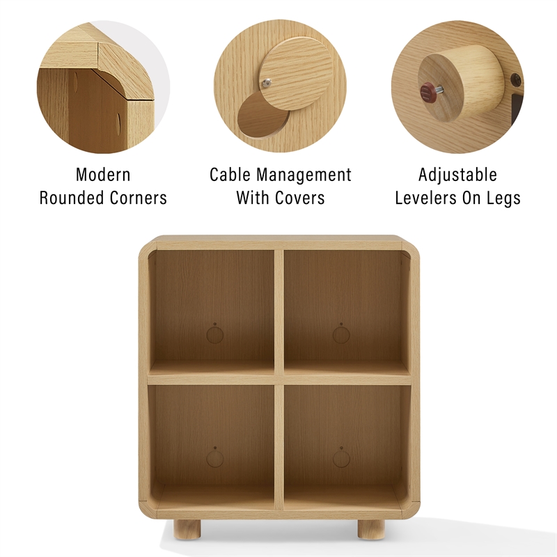 Crosley Zoe 4 Cube Record Player Stand With Vinyl Storage in Ash